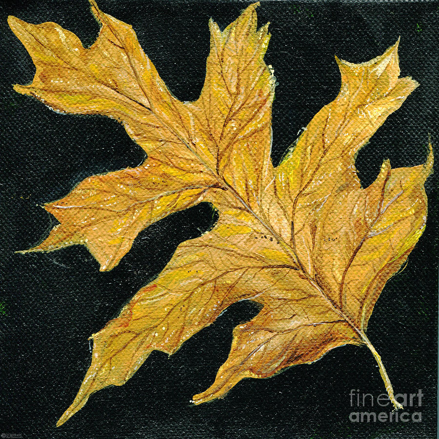 900x900 Golden Oak Leaf Painting By Lizi Beard Ward - Oak Leaf Painting