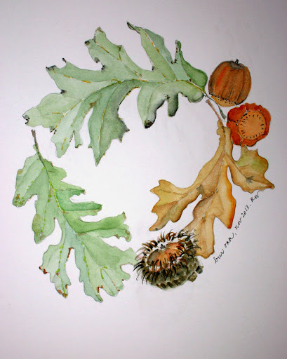 409x512 Painting Leaves From Life Rosemary's Blog - Oak Leaf Painting