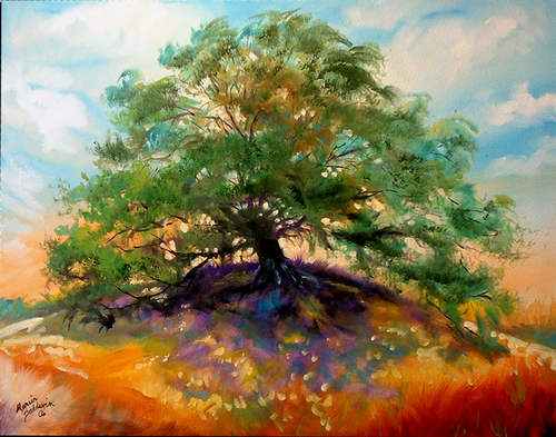 500x393 Painting Old Oak Tree (Original Art By Marcia Baldwin) - Oak Tree Painting