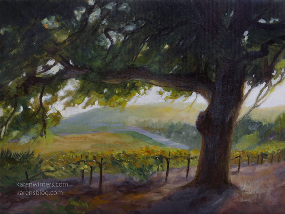1000x751 Vintage Oak Vineyard Oak Tree Oil Painting Sold - Oak Tree Painting