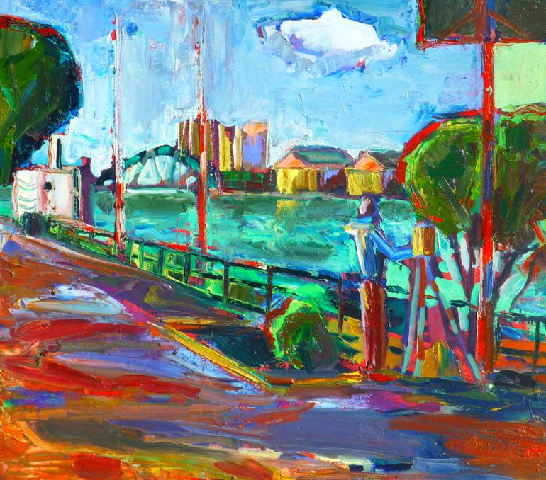 770x678 Saatchi Art Oakland Estuary Painting By James Hartman - Oakland Painting