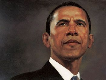 350x265 Original Oil Painting - Obama Oil Painting
