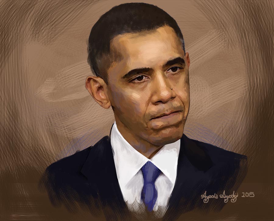 900x725 Portrait Painting Of Obama - Obama Painting