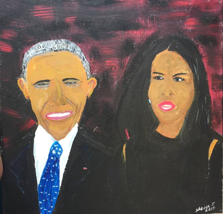 770x740 Saatchi Art Barack And Michelle Obama Painting By Jerome Saliou - Obama Painting