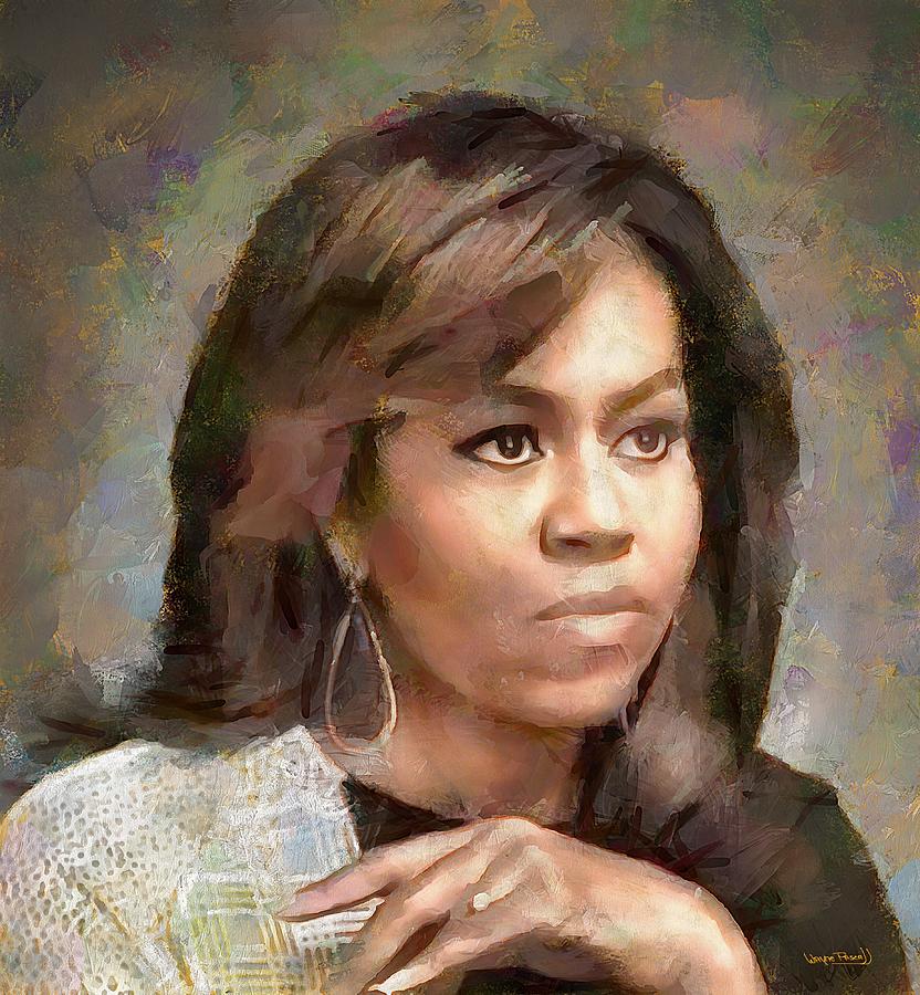 832x900 First Lady Michelle Obama Painting By Wayne Pascall - Obama Painting