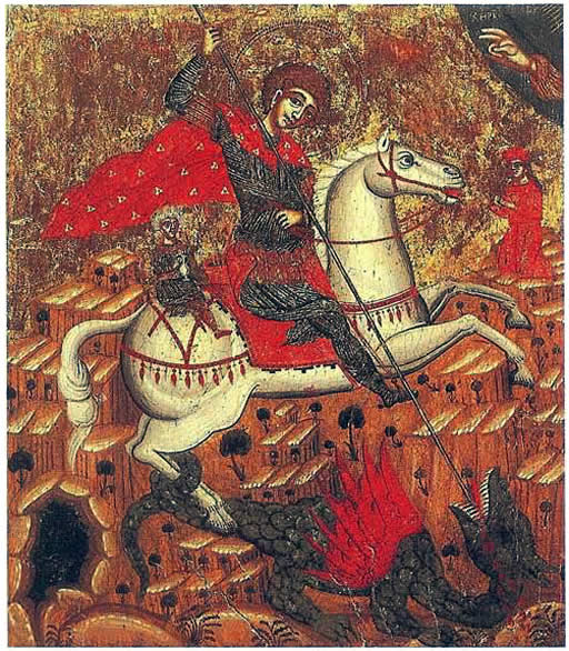 512x586 Medieval Eastern European Painting Of St George And The Dragon - Occult Painting