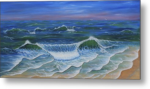 492x294 Ocean Waves Dance At Dawn Original Acrylic Painting Metal Print By - Ocean Acrylic Painting