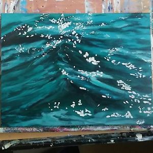 300x300 Ocean Wave Acrylic Painting Ebay - Ocean Acrylic Painting