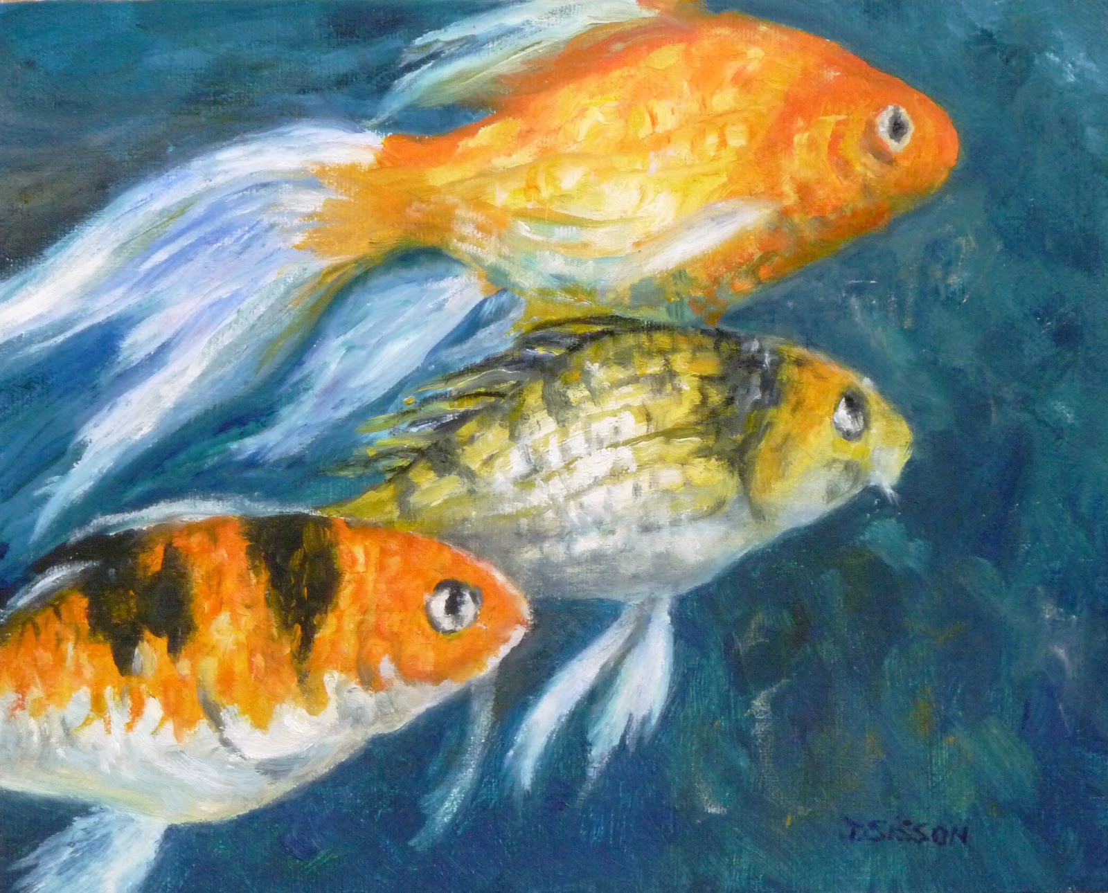 1600x1290 Daily Painting Projects Goldfish Oil Painting Fish Art Portrait - Ocean Animal Painting