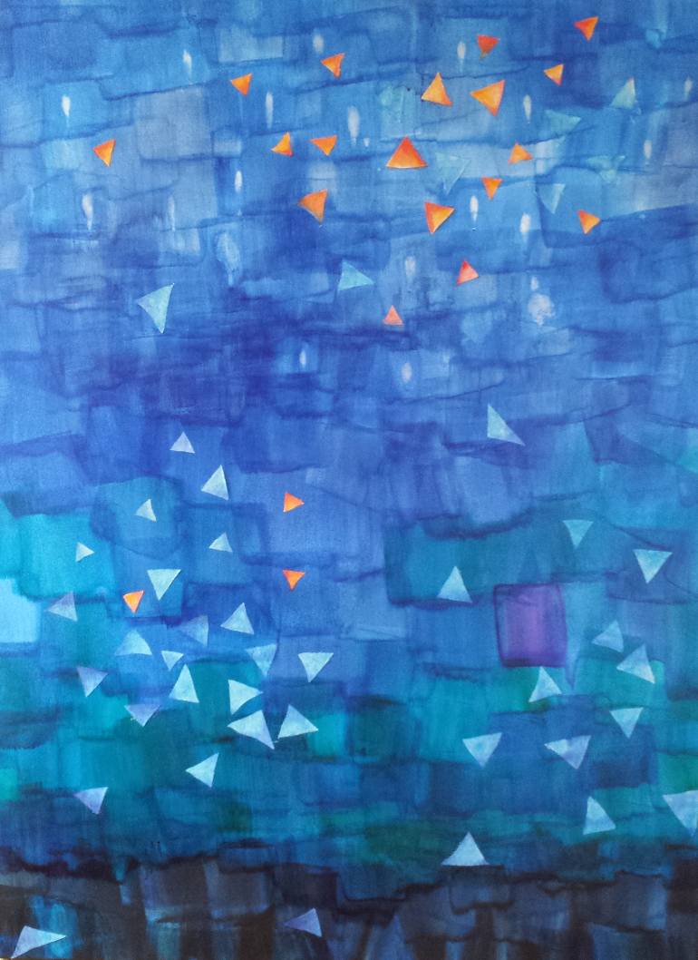 770x1058 Saatchi Art Night In The Ocean Painting By Jessy Cho - Ocean At Night Painting