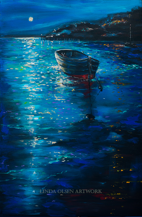 500x760 Night Painitng - Ocean At Night Painting