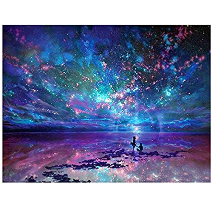 425x425 5d Diamond Painting Embroidery Landscape Fantasy Star - Ocean At Night Painting