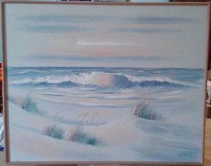 300x236 Lee Reynolds Signed Original Oil Canvas Painting Ocean Beach - Ocean Beach Painting