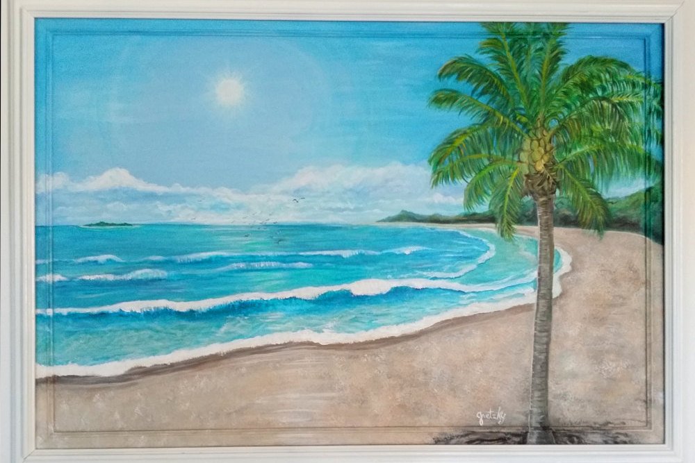 1000x667 Tropical Ocean Beach Original Painting Free Shipping Usa - Ocean Beach Painting