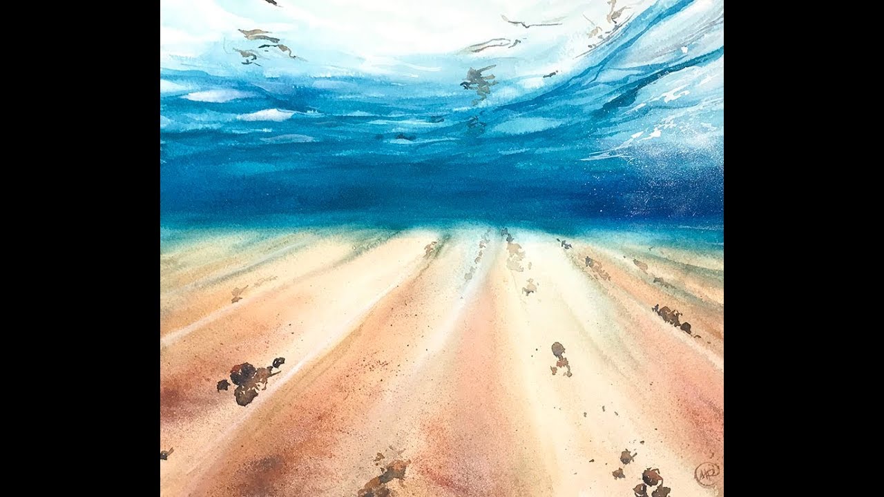 1280x720 Sea Floor In Watercolors Painting Demonstration - Ocean Floor Painting