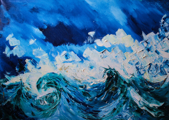 570x404 Ocean Landscape Painting Abstract Ocean Painting Seascape - Ocean Landscape Painting