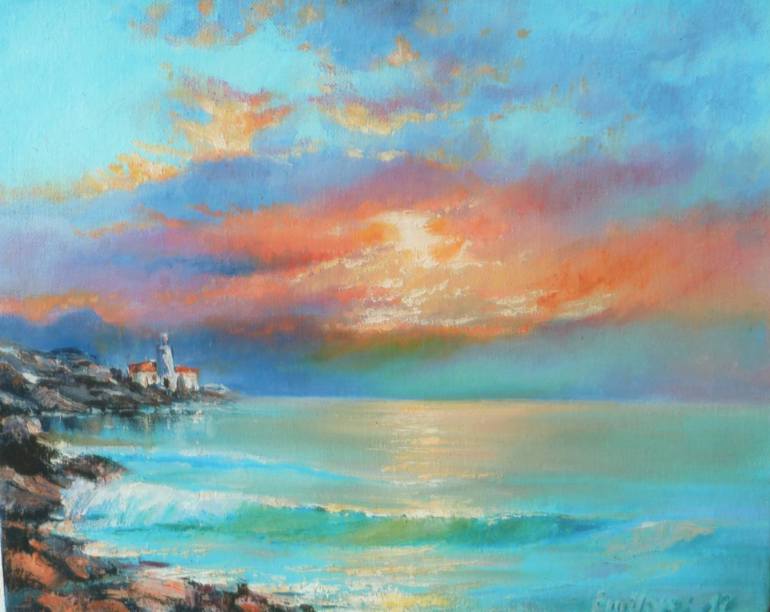 770x612 Saatchi Art Sea Landscape Painting By Emiliya Rudashevskaya - Ocean Landscape Painting
