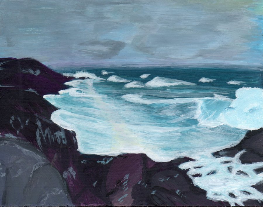 900x709 Small Ocean Landscape Painting By Venny9o6 - Ocean Landscape Painting