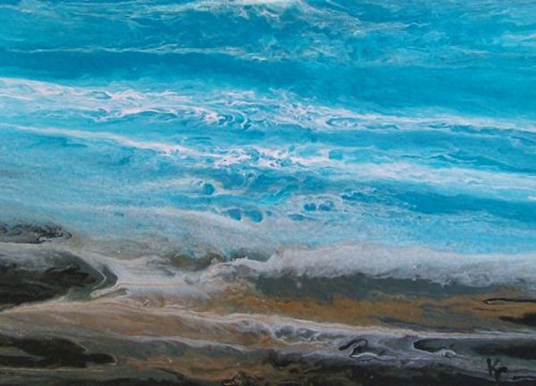 600x432 Cool Blue Iii Original Contemprary Abstract Seascape Beach Ocean - Ocean Landscape Painting