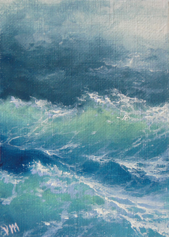 573x800 Mesheryakov Aceo Original Impressionism Fine Art Oil Painting - Ocean Oil Painting