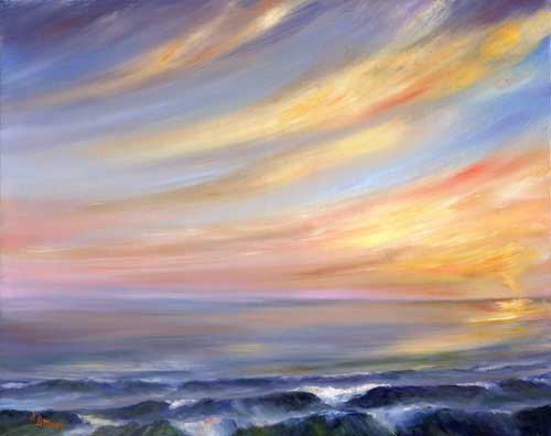 500x396 Ocean Sunset - Ocean Oil Painting