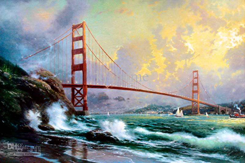 800x533 2018 Oil On Canvas,ocean Waves Oil Painting,golden Gate Bridge San - Ocean Oil Painting