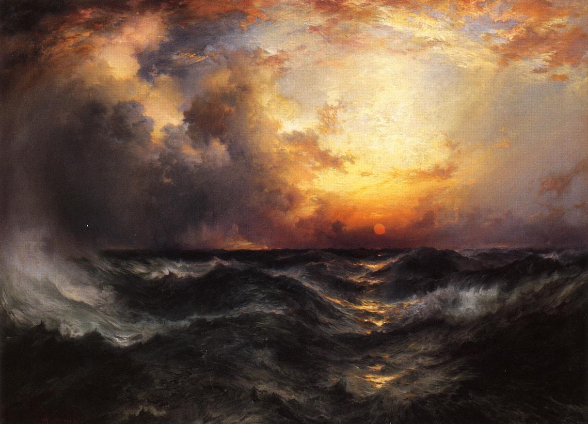 1213x875 Thomas Moran Sunset In Mid Ocean Painting Framed Paintings For Sale - Ocean Painting