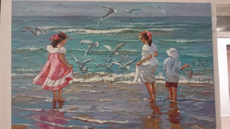 770x433 Saatchi Art Kids And A Sea Painting By Max Shchepkovsky - Ocean Painting For Kids