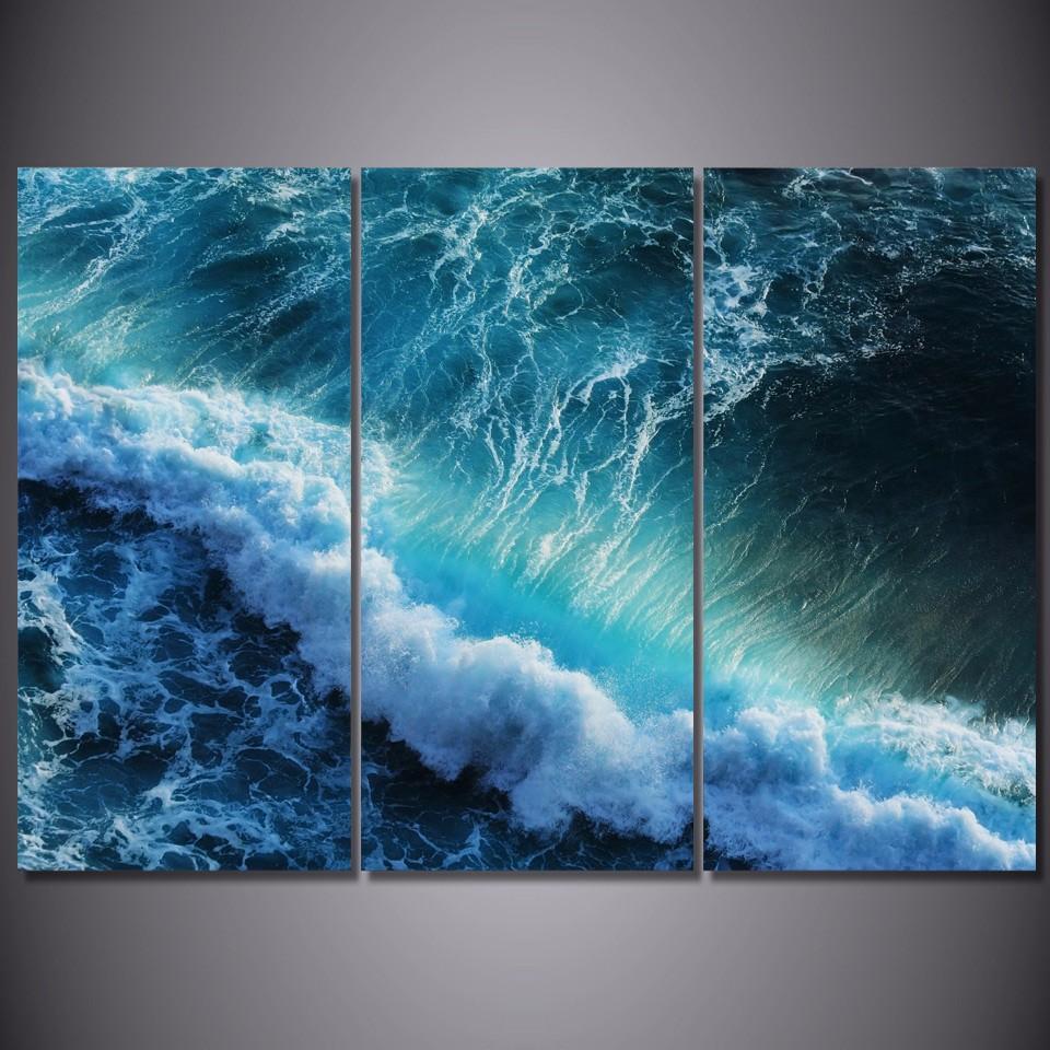 960x960 Printed Blue Sea Waves Painting Canvas Print Room Decor Print - Ocean Painting On Canvas