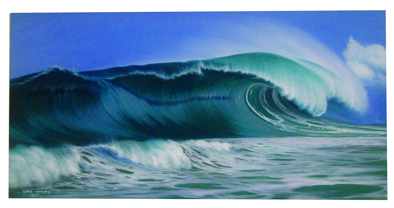 1600x845 Wave Art Painting Original Oil On Canvas 40by80cm - Ocean Painting On Canvas