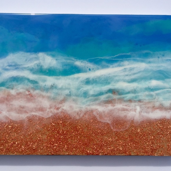 580x580 Other Original Beach Painting Ocean Scene Fluid Art Poshmark - Ocean Scene Painting