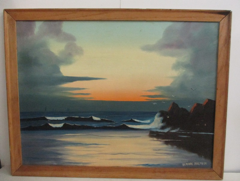 800x603 Sunset Ocean Scene Painting Bernie Palmer - Ocean Scene Painting