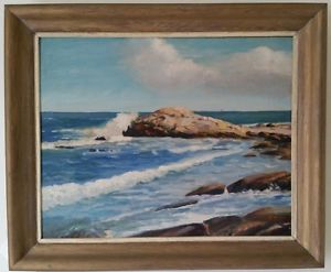 300x247 Vintage Seascape Oil On Board 1956 Ocean Scene Signed Coman - Ocean Scene Painting