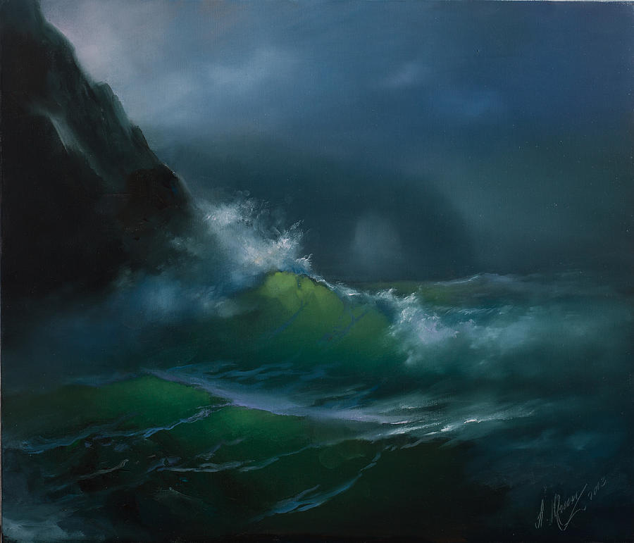 900x771 Sea Storm Painting By Alexander Uzgakov - Ocean Storm Painting