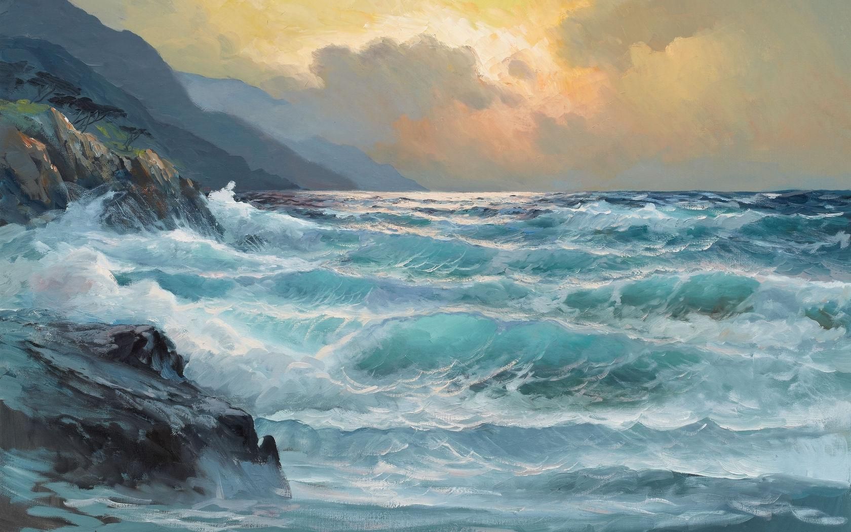1680x1050 Ocean Storm - Ocean Storm Painting