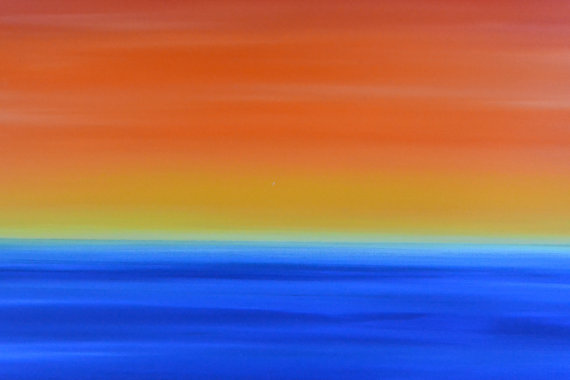 570x380 Large Original Abstract Beach Ocean Sunrise Painting - Ocean Sunrise Painting