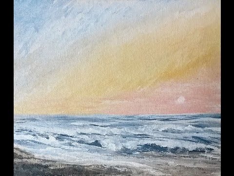480x360 Ocean Sunrise, Cape Hatteras, Nc Real Time Acrylic Seascape - Ocean Sunrise Painting