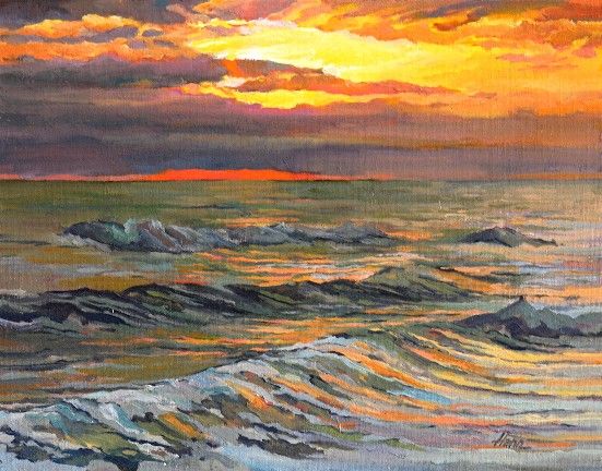 551x432 Ocean Sunrise - Ocean Sunrise Painting