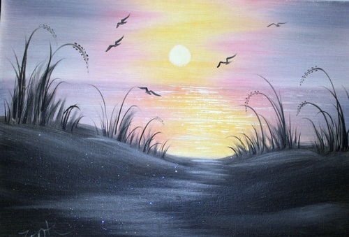 500x339 Ocean Sunrise 3summer Arts - Ocean Sunrise Painting