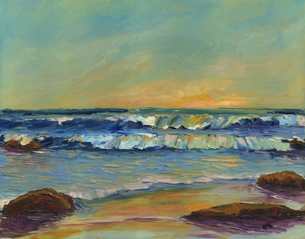 600x471 Pacific Ocean Sunset Original Seascape Impression Oil Paintings Ken - Ocean Sunset Oil Painting