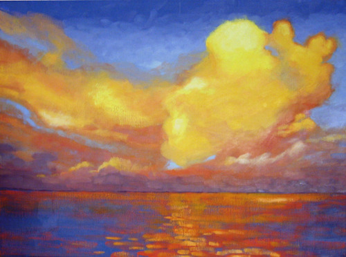 500x372 Paintings Ocean Sunset - Ocean Sunset Oil Painting