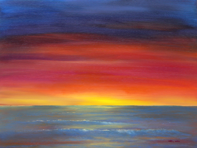 Ocean Sunset Oil Painting at PaintingValley.com | Explore collection of ...