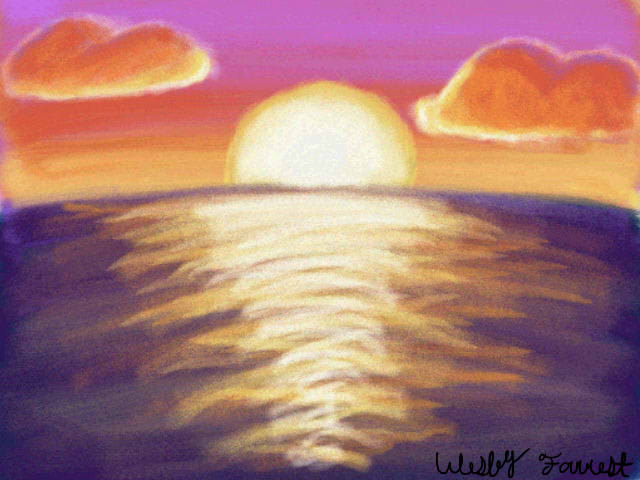 640x480 Ocean Sunset Painting By Wafflefox - Ocean Sunset Painting