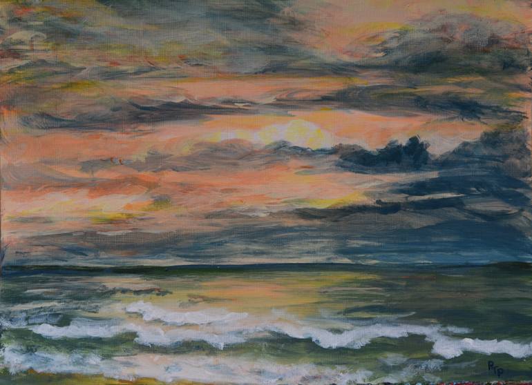 770x558 Saatchi Art Ocean Sunset Painting By Patricia Palmieri - Ocean Sunset Painting