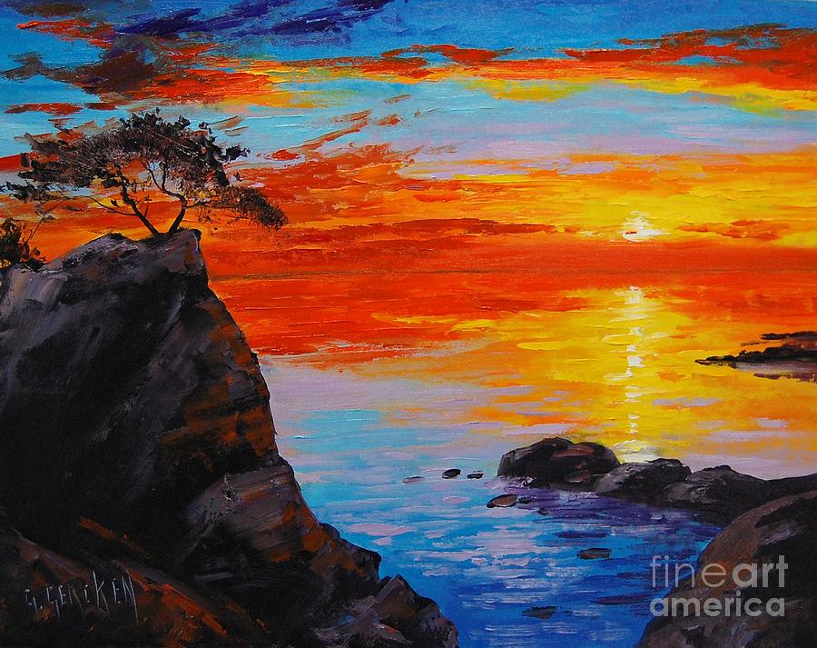 900x713 Big Sur Sunset Painting By Graham Gercken - Ocean Sunset Painting