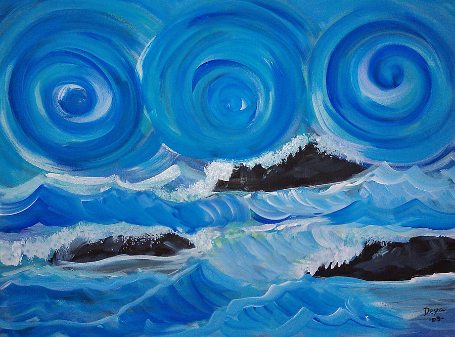 900x666 Ocean Waves Painting By Deyanira Harris - Ocean Waves Painting