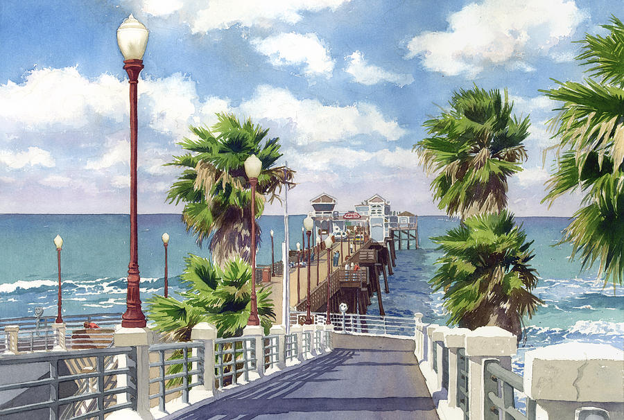 900x606 Oceanside Pier Painting By Mary Helmreich - Oceanside Painting