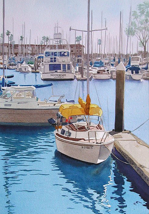 488x700 Yellow Sailboat Oceanside By Mary Helmreich - Oceanside Painting
