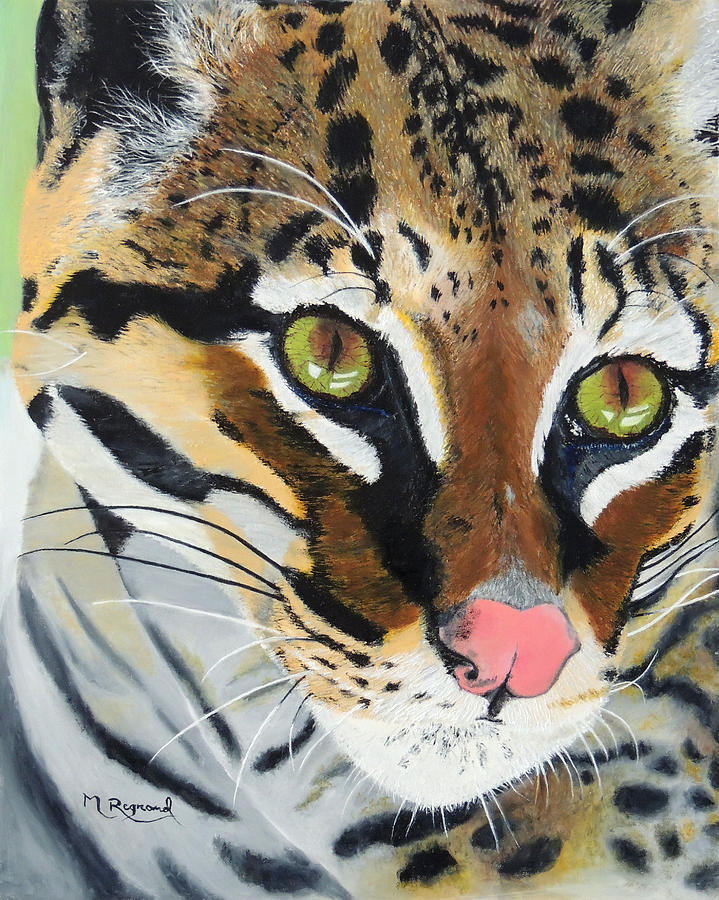 719x900 Ocelot Eyes Painting By Malcolm Regnard - Ocelot Painting