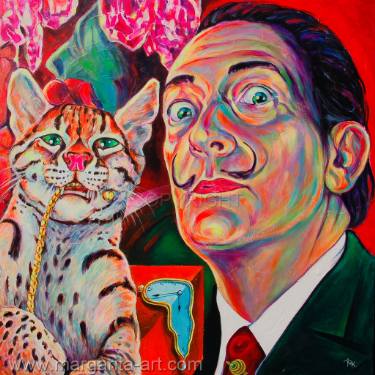 375x375 Saatchi Art Painting Portrait Of Salvador Dali With Ocelot - Ocelot Painting